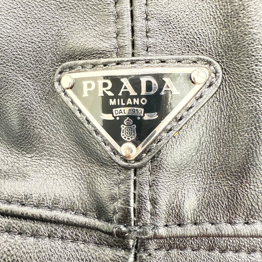$1495 Authentic PRADA Made in ITALY Unisex Black Lambskin Bucket Hat SZ.XL 60cm - Picture 9 of 13